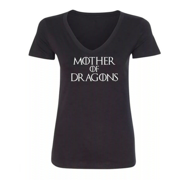 Zero Gravitee Tops - Mother of Dragons V-Neck Tee | 3XL | Gildan Heavy Cotton